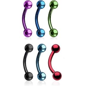 16G 316L Surgical Steel PVD NEON 16G anodized 3G خارجيًا 3 مم الكرة المنحني الحاجب حلقة الحواجب DAITH ROOK حلق مجوهرات 5/16 "8 ملم in Kuwait