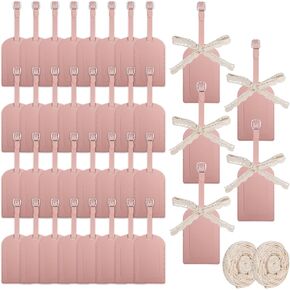 50 PCS Leather Luggage Tags with Lace Trim, Elegant Travel Bag Tag for Backpack Straps, Vintage Wedding Decoration Accessories, Personalized Bridal Shower Favors Gifts for Guests (Light Pink) in Kuwait