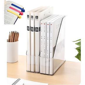 2-Pack Clear Acrylic Magazine File Holders – Desktop Organizer for Books, Documents, Binders, Envelopes, Includes 3 Bonus Silicone Bookmarks in Saudi Arabia