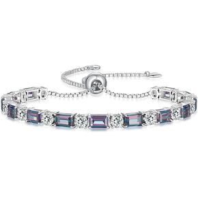 Birthstone Tennis Bracelets for Women White Gold Sterling Silver Gemstone Bracelets Adjustable Chain 6-9 Inchs Jewelry Anniversary Birthday Gifts for Women Mom Wife Her in Saudi Arabia