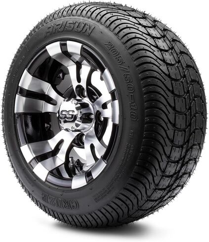Modz® Vampire Machined Black 10 "عجلات عربة الجولف و Arisun Cruze (205/50-10) DOT LOW PLIFT GOLF TIRES COMBO - مجموعة من 4 in Kuwait