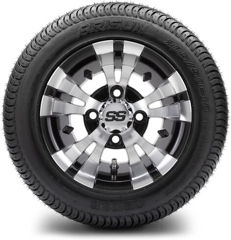 Modz® Vampire Machined Black 10 "عجلات عربة الجولف و Arisun Cruze (205/50-10) DOT LOW PLIFT GOLF TIRES COMBO - مجموعة من 4 in Kuwait