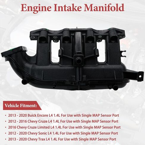 Engine Intake Manifold with Gasket Compatible with 2013-2020 Buick Encore, 2012-2016 Chevy Cruze, 2012-2020 Sonic, 2013-2020 Trax 1.4L Engine, Replaces# 25200449, 55577314, 55581014 in Saudi Arabia