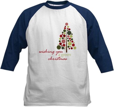 CafePress A Green Christmas Baseball Jersey Kids Cotton Baseball Jersey, 3/4 Raglan Sleeve Shirt in Saudi Arabia