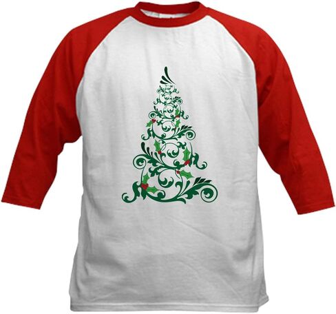 Cafepress Christmas Tree Kids Baseball Jersey Kids Cotton Baseball Jersey ، 3/4 Raglan Sleeve Shirt in Saudi Arabia