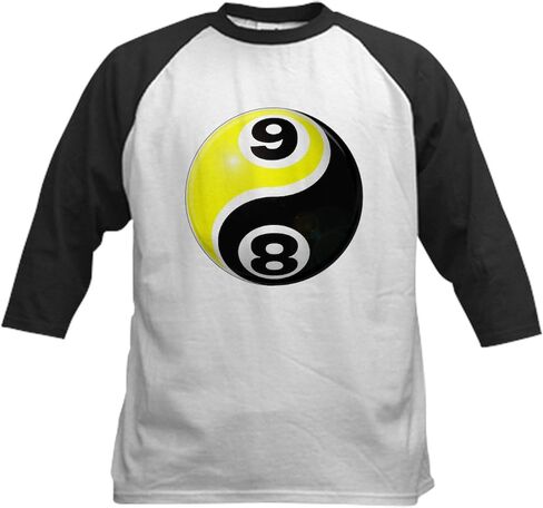 Cafepress 8 Ball 9 Ball Yin Yang Kids Baseball Jersey Kids Cotton Baseball Jersey ، 3/4 Raglan Sleeve Shirt in Kuwait