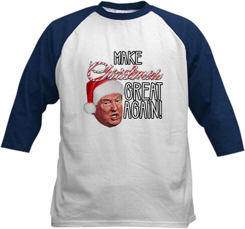 CafePress Donald Trump Great Christmas Baseball Jersey Kids Cotton Baseball Jersey, 3/4 Raglan Sleeve Shirt in Saudi Arabia