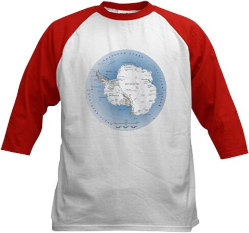خريطة Cafepress antarctica الأطفال البيسبول جيرسي القطن القطن القميص ، 3/4 قميص الأكمام راجلان in Saudi Arabia
