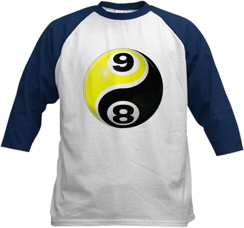 CafePress 8 Ball 9 Ball Yin Yang Kids Baseball Jersey Kids Cotton Baseball Jersey, 3/4 Raglan Sleeve Shirt in Saudi Arabia