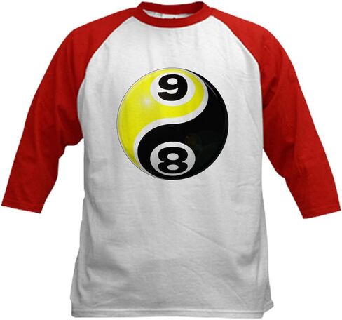 Cafepress 8 Ball 9 Ball Yin Yang Kids Baseball Jersey Kids Cotton Baseball Jersey ، 3/4 Raglan Sleeve Shirt in Kuwait