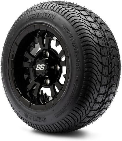 Modz® Vampire Machined Black 10 "عجلات عربة الجولف و Arisun Cruze (205/50-10) DOT LOW PLIFT GOLF TIRES COMBO - مجموعة من 4 in Kuwait