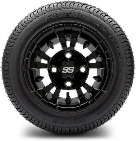 Modz® Vampire Machined Black 10 "عجلات عربة الجولف و Arisun Cruze (205/50-10) DOT LOW PLIFT GOLF TIRES COMBO - مجموعة من 4 in Kuwait