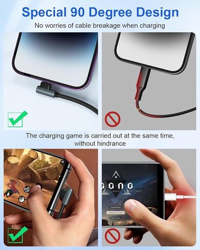 كابل USB C بطول 20 قدمًا لسلك شاحن iPhone - 4 في 1 USB A/C إلى USB C/ كابل Lightning لهاتف iPhone 15، Galaxy S23، 60 وات شحن سريع ومزامنة بيانات MFi معتمد من النايلون المضفر كابل USB C طويل جدًا 20 قدمًا in Kuwait