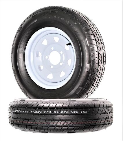 إطار مقطورة ecustomrim 2-pack على RIM Radial ST175/80R13 175/80 نطاق الحمل D 5-4.5 Wheel White-6 سنوات ضمان مع الطريق المجاني in Saudi Arabia