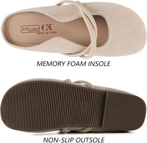 Womens Mary Jane Flats,Slip on Non-Slip Slippers with Closed Toe,Female Lady Girl Summer Walking Casual Soft Portable Comfortable Backless Travel Dressy Mule Clogs Shoes Indoor Outdoor in Saudi Arabia