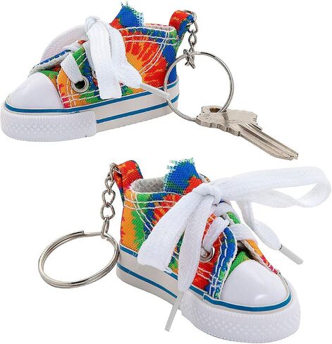 Fun Express Tie-Dyed Canvas Tennis Shoe Keychains - 12 Pieces in Saudi Arabia