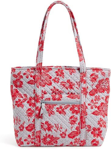 حقيبة Vera Bradley Cotton Collegiate Vera Tote (تتوفر فرق متعددة)، كستنائي/أبيض Rain Garden مع جامعة ولاية فلوريدا in Saudi Arabia