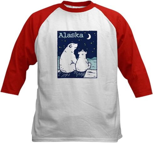 CafePress Alaska Kids Baseball Jersey Kids Cotton Baseball Jersey, 3/4 Raglan Sleeve Shirt in Saudi Arabia