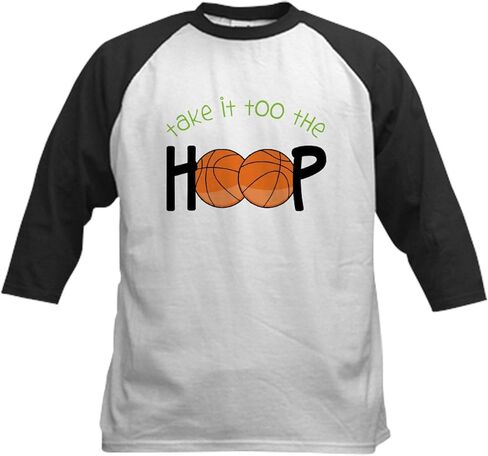 Cafepress جدا The Hoop Kids Baseball Jersey Kids Cotton Baseball Jersey ، 3/4 Raglan Sleeve Shirt in Saudi Arabia