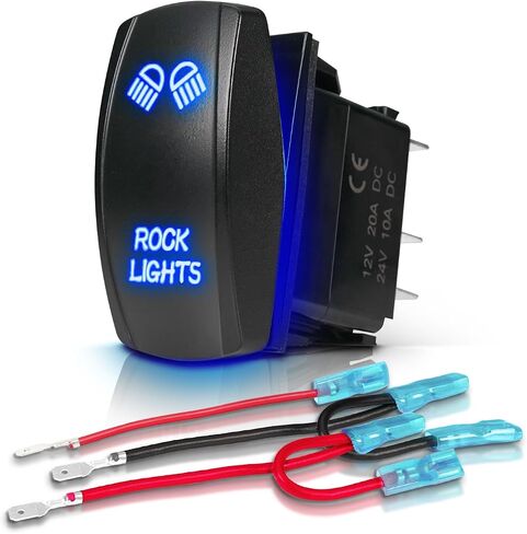 OPT7 مفتاح Rocker مع مجموعة الأسلاك الطائر ، Green On/Off Switch 5 أسنان مضاءة لأضواء الصخور LED ، 20A/12V للسيارات والشاحنات والقوارب ، RV in Saudi Arabia