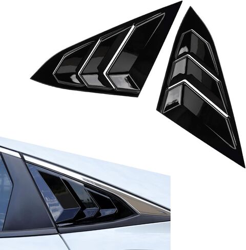 2 PCS Rear Side Window Louver Cover, Racing Style Rear Side Window Blinds Decorate Cover, Civic Modified Accessories, Compatible with Civic Sedan 2016-2021 (Black) in Saudi Arabia