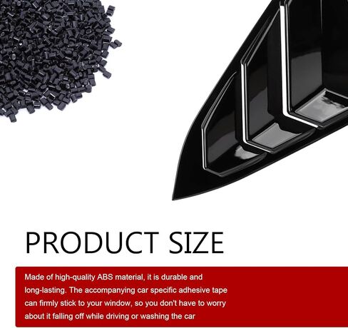 2 PCS Rear Side Window Louver Cover, Racing Style Rear Side Window Blinds Decorate Cover, Civic Modified Accessories, Compatible with Civic Sedan 2016-2021 (Black) in Saudi Arabia