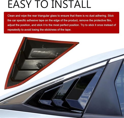 2 PCS Rear Side Window Louver Cover, Racing Style Rear Side Window Blinds Decorate Cover, Civic Modified Accessories, Compatible with Civic Sedan 2016-2021 (Black) in Saudi Arabia