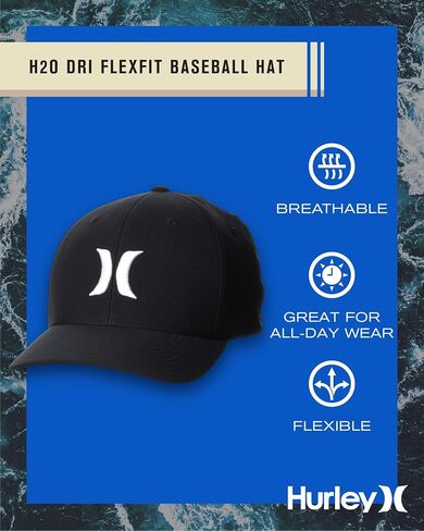 Hurley Men's H20 Dri One & Only Flexfit Baseball Cap, Size Large-X-Large, White/Black 2 in Saudi Arabia