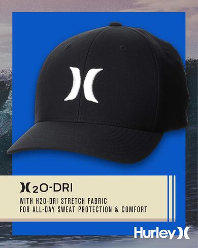 Hurley Men's H20 Dri One & Only Flexfit Baseball Cap, Size Large-X-Large, White/Black 2 in Saudi Arabia