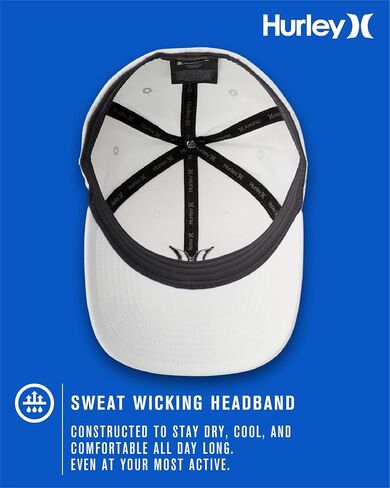 قبعة بيسبول Hurley H20 Dri One & Only Flexfit للرجال، مقاس كبير-X-Large، أبيض/أسود 2 in Saudi Arabia