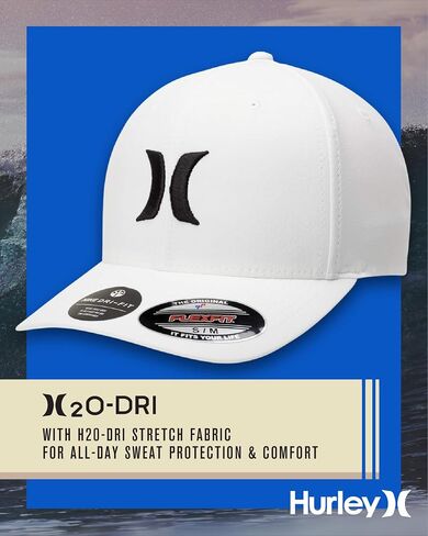 قبعة بيسبول Hurley H20 Dri One & Only Flexfit للرجال، مقاس كبير-X-Large، أبيض/أسود 2 in Saudi Arabia