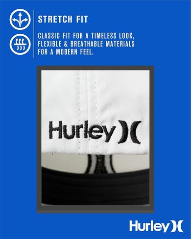قبعة بيسبول Hurley H20 Dri One & Only Flexfit للرجال، مقاس كبير-X-Large، أبيض/أسود 2 in Saudi Arabia