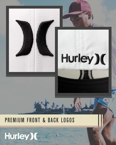 قبعة بيسبول Hurley H20 Dri One & Only Flexfit للرجال، مقاس كبير-X-Large، أبيض/أسود 2 in Saudi Arabia
