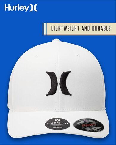 قبعة بيسبول Hurley H20 Dri One & Only Flexfit للرجال، مقاس كبير-X-Large، أبيض/أسود 2 in Saudi Arabia