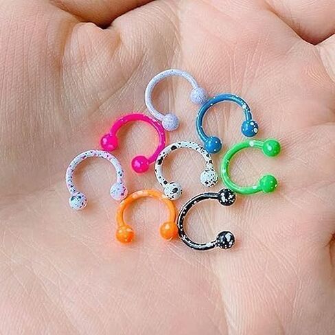 10 PCS Multicolor 16g مقاوم للصدأ مقاوم للصدأ الحصص الحاجز حلقات الأنف حلقات طوق غضروف الغضروف الديكور ، حلقات ، هدايا مجوهرات مذهلة in Saudi Arabia