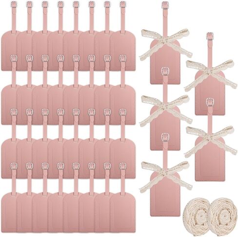 50 PCS Leather Luggage Tags with Lace Trim ، علامة حقيبة سفر أنيقة لأشرطة الظهر ، وملحقات زفاف الزفاف القديمة ، وهدايا دش الزفاف المخصصة للضيوف (الوردي الفاتح) in Kuwait