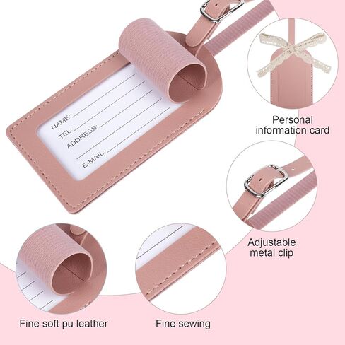 50 PCS Leather Luggage Tags with Lace Trim ، علامة حقيبة سفر أنيقة لأشرطة الظهر ، وملحقات زفاف الزفاف القديمة ، وهدايا دش الزفاف المخصصة للضيوف (الوردي الفاتح) in Kuwait