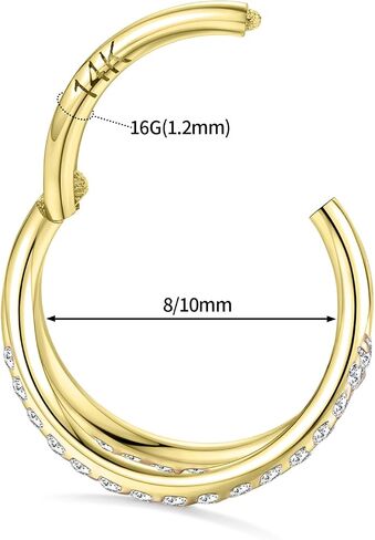 GAGABODY 14K Solid Gold Conch Double Hoop Earring CZ Conch Piercing Jewelry Helix Earring Hoop Double Open Stack Nose Rings Hoop Yellow Gold Septum Rings 16g Tragus Cartilage Hinged Lip Rings in Saudi Arabia