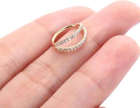 GAGABODY 14K Solid Gold Conch Double Hoop Earring CZ Conch Piercing Jewelry Helix Earring Hoop Double Open Stack Nose Rings Hoop Yellow Gold Septum Rings 16g Tragus Cartilage Hinged Lip Rings in Saudi Arabia