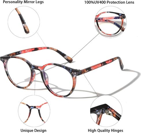 Small Round Blue Light Blocking Glasses Retro Plastic Computer Glasses for Women Men Anti Eyestrain in Saudi Arabia