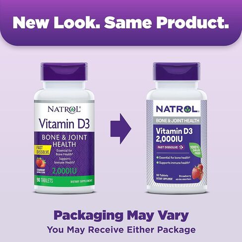 Natrol Fast Dissolve Vitamin D3 2,000 IU, Dietary Supplement for Bone and Joint Health, Bone Support Supplement, 90 Tablets, 90 Day Supply in Saudi Arabia