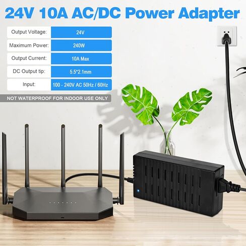 محول إمداد الطاقة HOUHUI 24V 4A، تيار متردد 100-240 فولت إلى تيار مستمر 24 فولت 4 أمبير 96 وات بدلة 3A 2A 1A محول محول تيار متردد/تيار مستمر مع قابس 5.5x2.5 مم لشريط LED ضوء CCTV كاميرا LCD وشاشة LCD in Kuwait