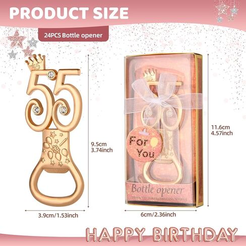 24 boxes of rose gold themed 80th birthday bottle openers favored for 80th anniversary wedding party gifts, 80th birthday party souvenirs or party decorations (80 shape) in Kuwait