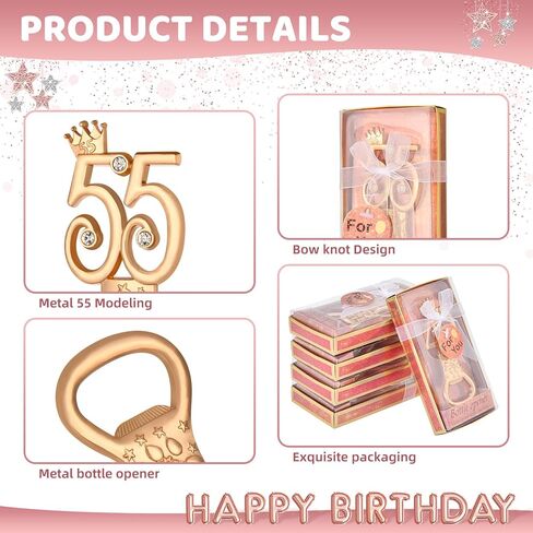 24 boxes of rose gold themed 80th birthday bottle openers favored for 80th anniversary wedding party gifts, 80th birthday party souvenirs or party decorations (80 shape) in Kuwait