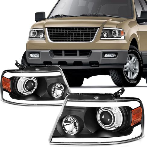 SCITOO المصابيح الأمامية لفورد ل F-150 2009-2014 المصابيح الأمامية الأسود الإسكان العنبر عاكس واضح عدسة سائق وجانب الركاب in Kuwait