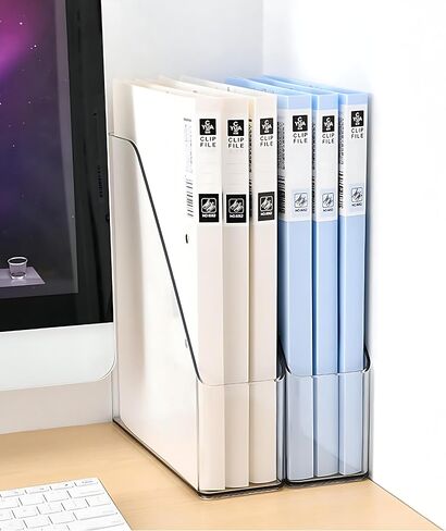 2-Pack Clear Acrylic Magazine File Holders – Desktop Organizer for Books, Documents, Binders, Envelopes, Includes 3 Bonus Silicone Bookmarks in Saudi Arabia