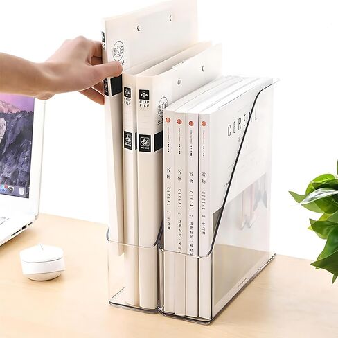 2-Pack Clear Acrylic Magazine File Holders – Desktop Organizer for Books, Documents, Binders, Envelopes, Includes 3 Bonus Silicone Bookmarks in Saudi Arabia