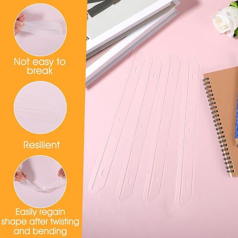 40 Pcs 3 Hole Punched Magazine Holders, Magazine Binder Magazine Organizer 3 Ring Binder Insert Strips for Magazine Storage Craft Paper File Book, Translucent White in Saudi Arabia