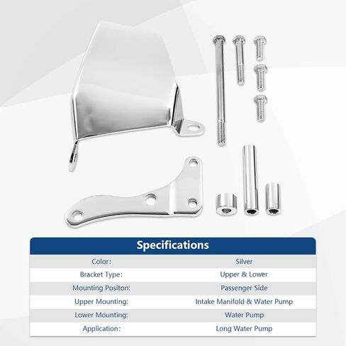 Chrome Alternator Bracket Compatible with Small Block Chevy 69-75 SBC LWP 265 283 305 327 350 383 400 Long Water Pump in Kuwait