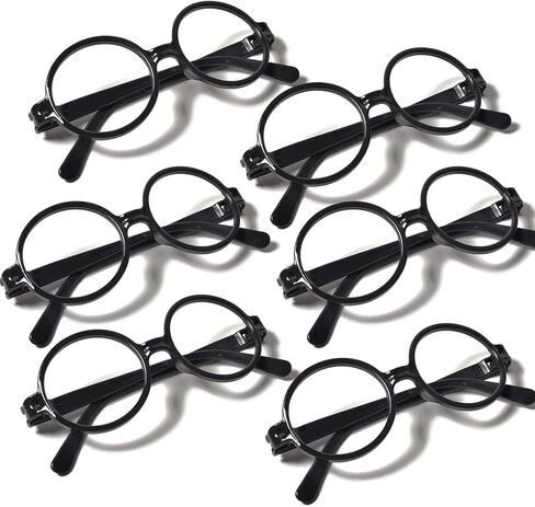 24 Pairs Black Wizard Glasses Plastic Halloween Costume Glasses Round Frame No Lens for St Patrick's Day Wizard Party Favors in Kuwait